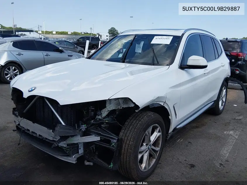2020 BMW X3 xDrive30I VIN: 5UXTY5C00L9B29887 Lot: 45495185