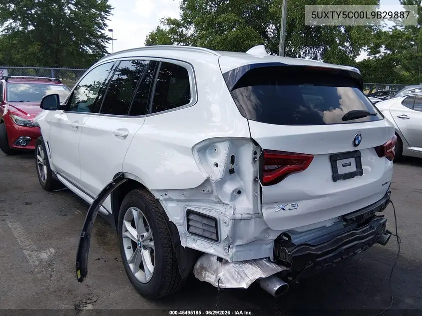 2020 BMW X3 xDrive30I VIN: 5UXTY5C00L9B29887 Lot: 45495185