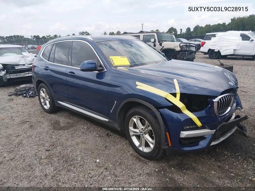 2020 BMW X3 xDrive30I VIN: 5UXTY5C03L9C28915 Lot: 45625276
