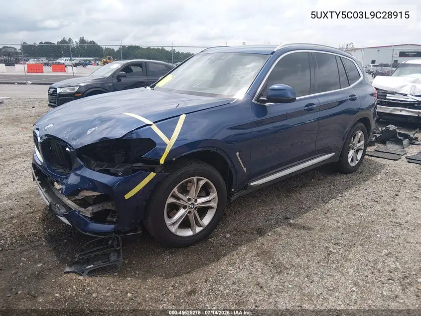 2020 BMW X3 xDrive30I VIN: 5UXTY5C03L9C28915 Lot: 45625276