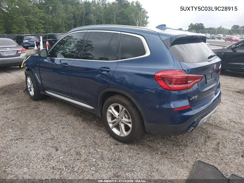 2020 BMW X3 xDrive30I VIN: 5UXTY5C03L9C28915 Lot: 45625276