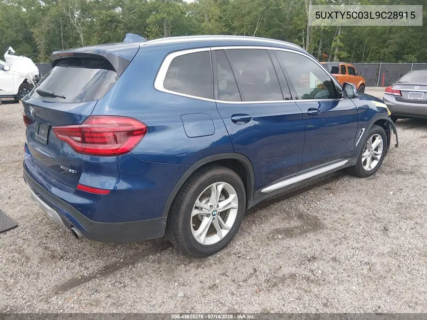 2020 BMW X3 xDrive30I VIN: 5UXTY5C03L9C28915 Lot: 45625276