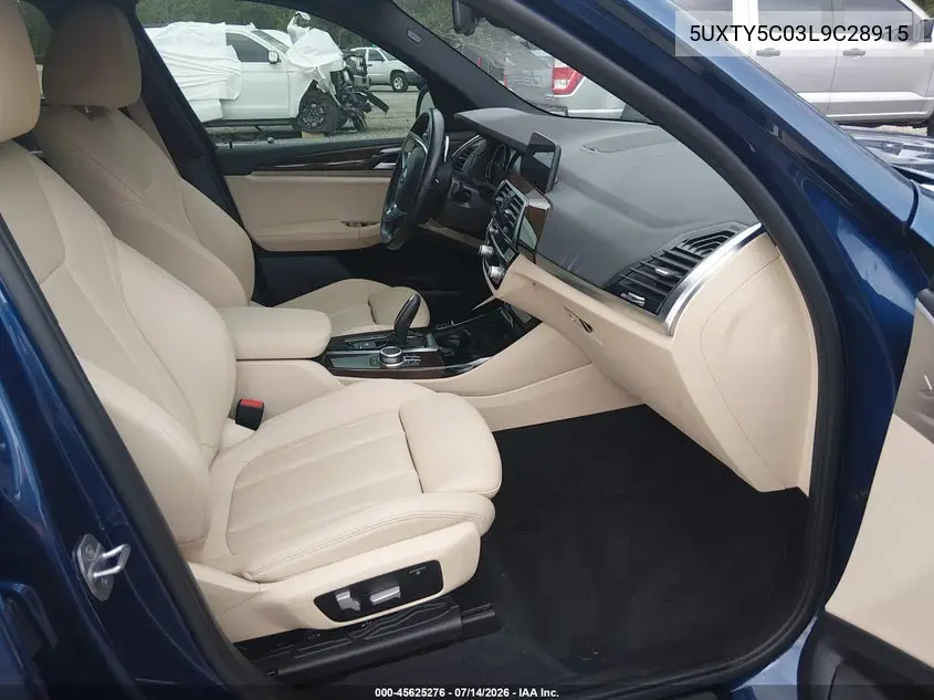2020 BMW X3 xDrive30I VIN: 5UXTY5C03L9C28915 Lot: 45625276
