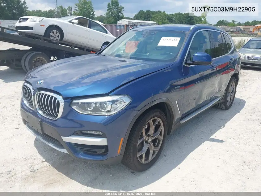2021 BMW X3 xDrive30I VIN: 5UXTY5C03M9H22905 Lot: 45476415