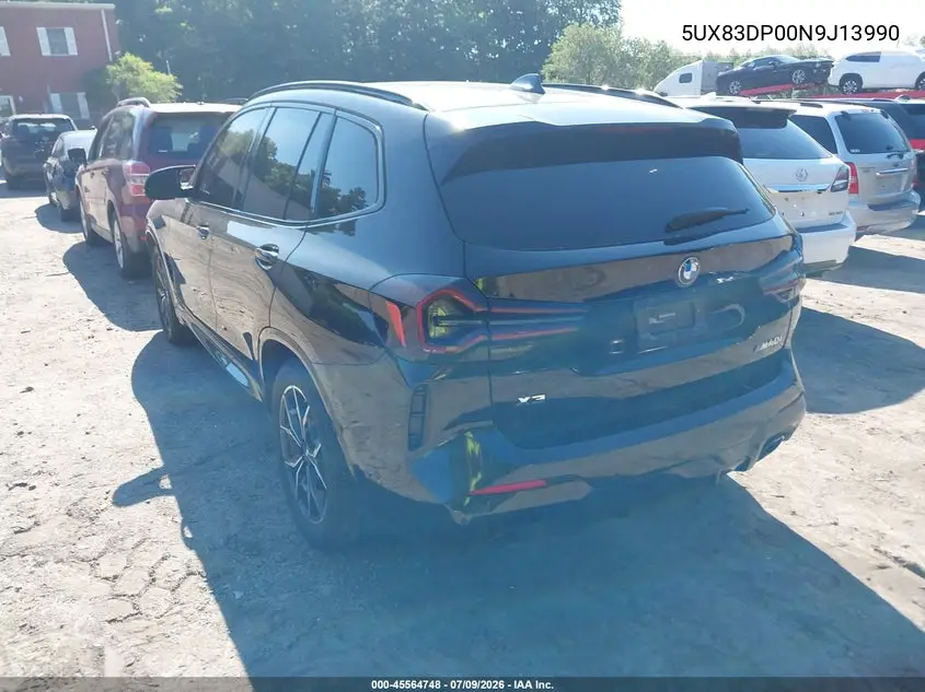 2022 BMW X3 M40I VIN: 5UX83DP00N9J13990 Lot: 45564748