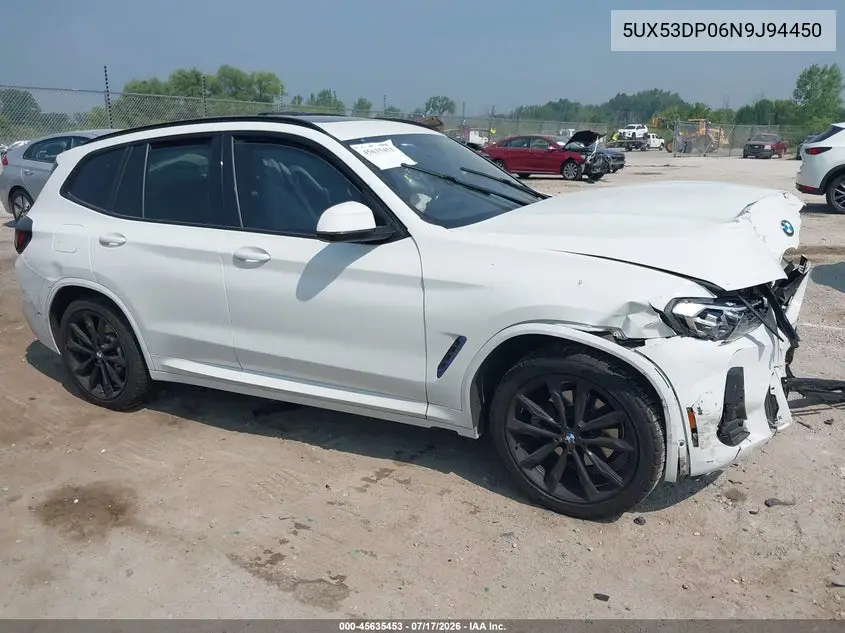 2022 BMW X3 xDrive30I VIN: 5UX53DP06N9J94450 Lot: 45635453