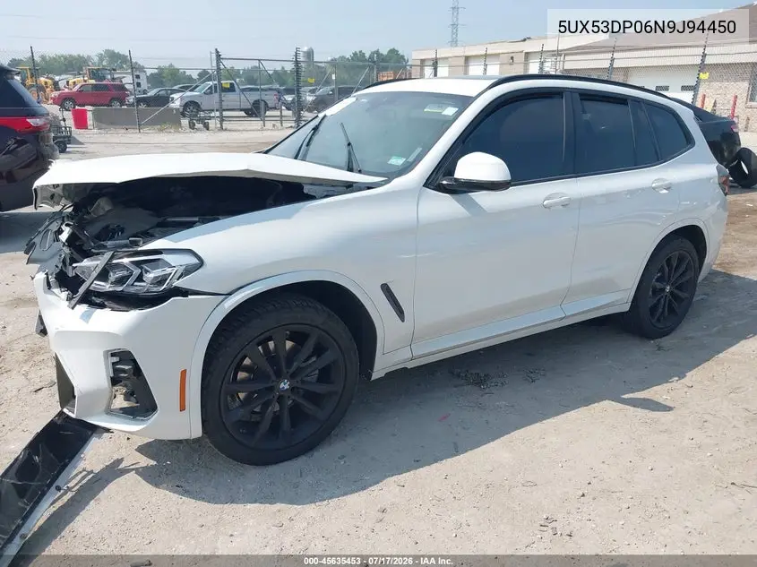 2022 BMW X3 xDrive30I VIN: 5UX53DP06N9J94450 Lot: 45635453