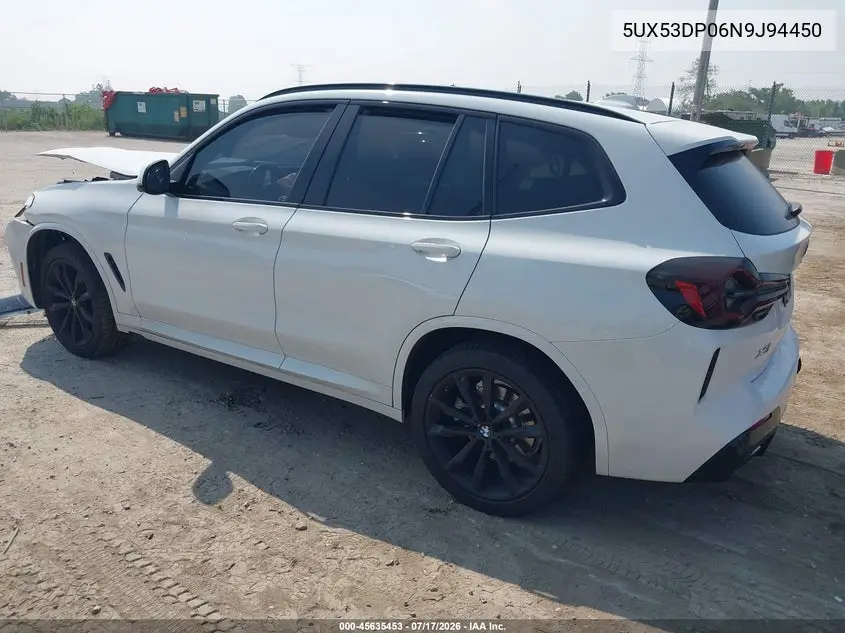 2022 BMW X3 xDrive30I VIN: 5UX53DP06N9J94450 Lot: 45635453