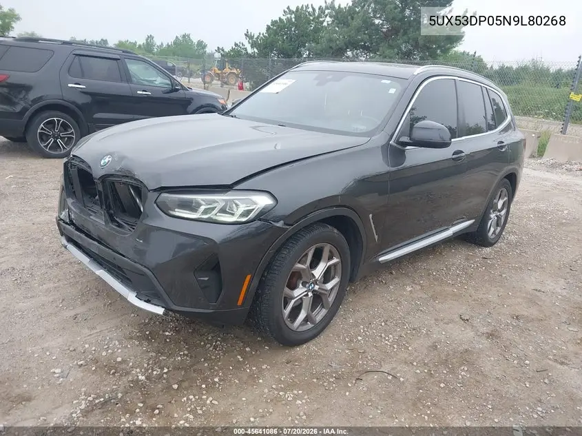 2022 BMW X3 xDrive30I VIN: 5UX53DP05N9L80268 Lot: 45641086