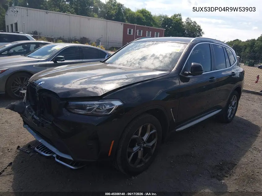 2024 BMW X3 xDrive30I VIN: 5UX53DP04R9W53903 Lot: 45386148