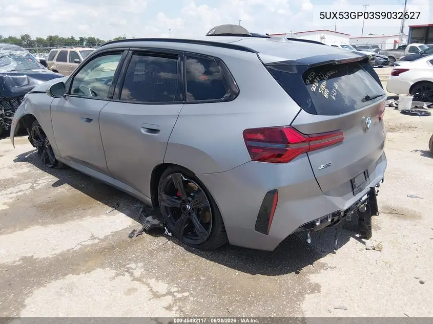 2025 BMW X3 30 xDrive VIN: 5UX53GP03S9032627 Lot: 45492117