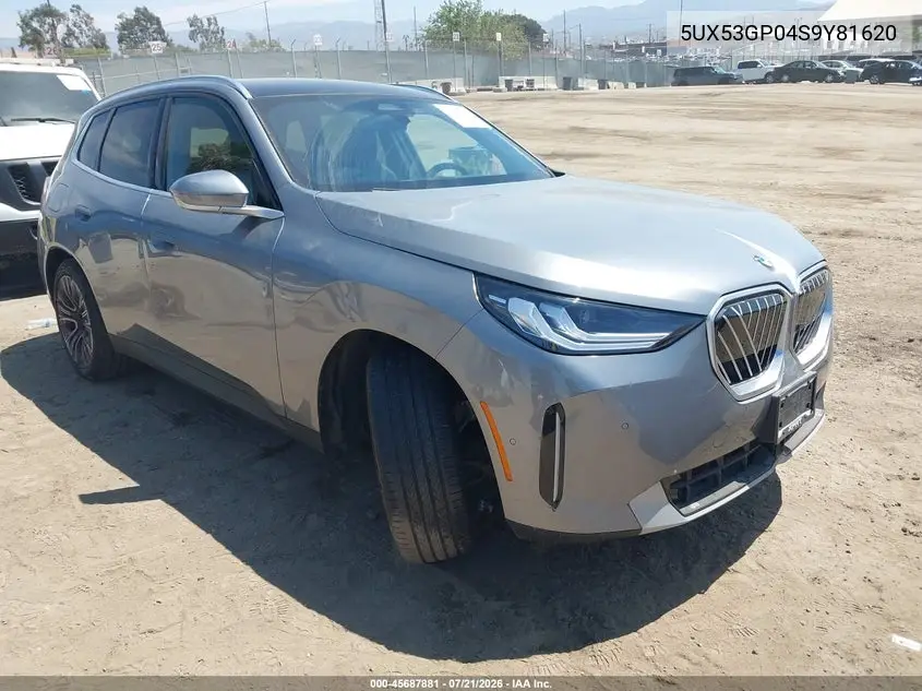 2025 BMW X3 30 xDrive VIN: 5UX53GP04S9Y81620 Lot: 45687881