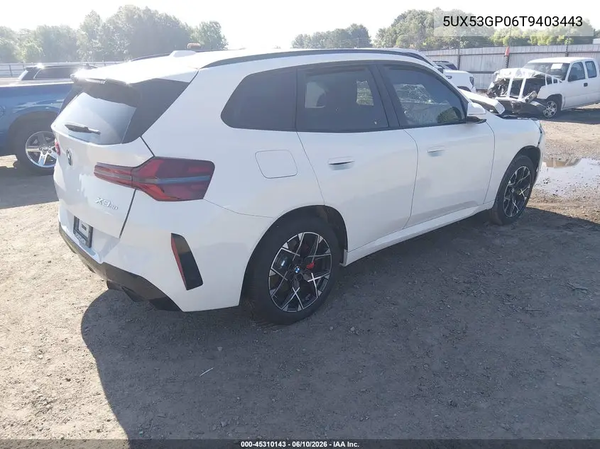 2026 BMW X3 30 xDrive VIN: 5UX53GP06T9403443 Lot: 45310143