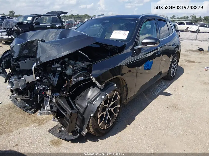 2026 BMW X3 30 xDrive VIN: 5UX53GP03T9248379 Lot: 45431053