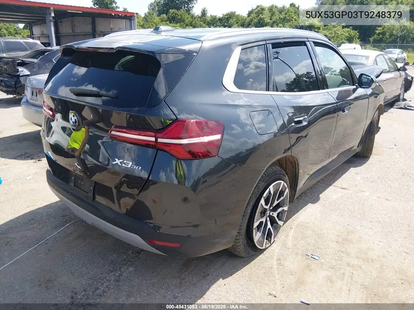 2026 BMW X3 30 xDrive VIN: 5UX53GP03T9248379 Lot: 45431053