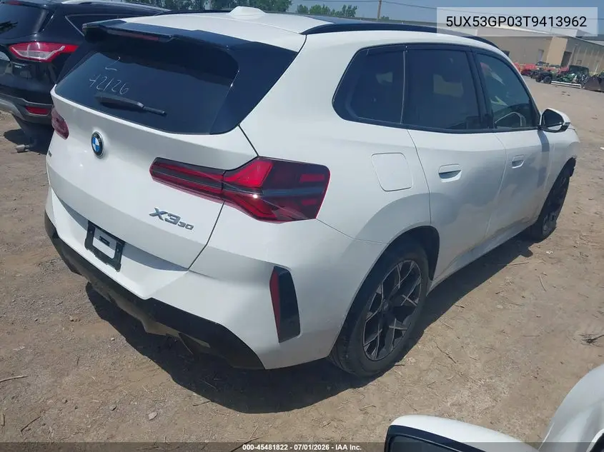 2026 BMW X3 30 xDrive VIN: 5UX53GP03T9413962 Lot: 45481822