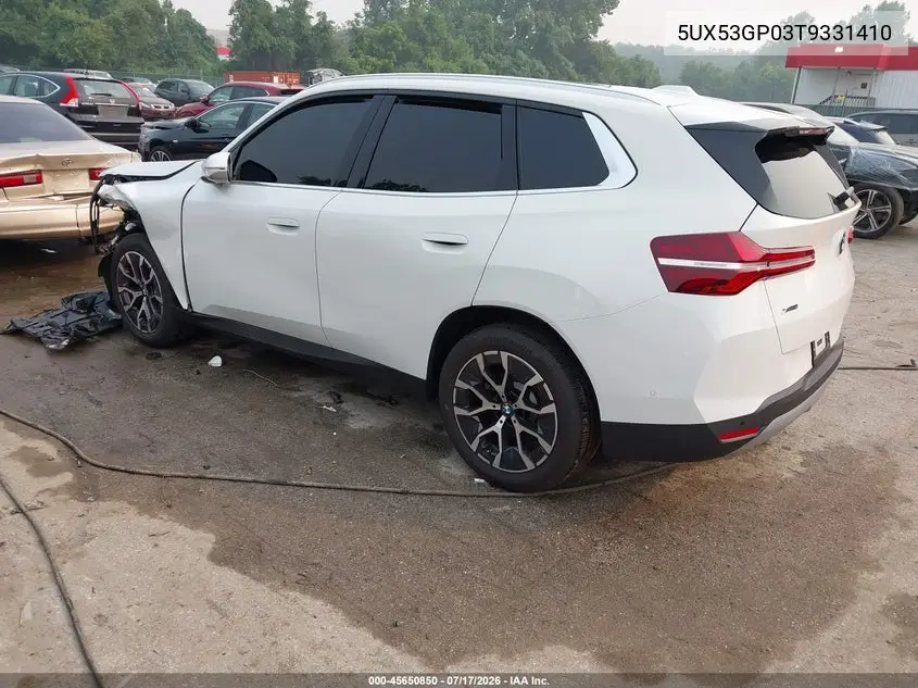 2026 BMW X3 30 xDrive VIN: 5UX53GP03T9331410 Lot: 45650850