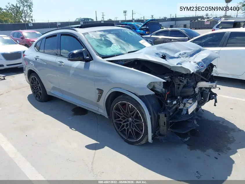 2022 BMW X4 M VIN: 5YM23EC05N9N03400 Lot: 45012832