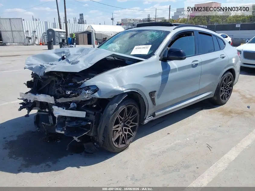 2022 BMW X4 M VIN: 5YM23EC05N9N03400 Lot: 45012832