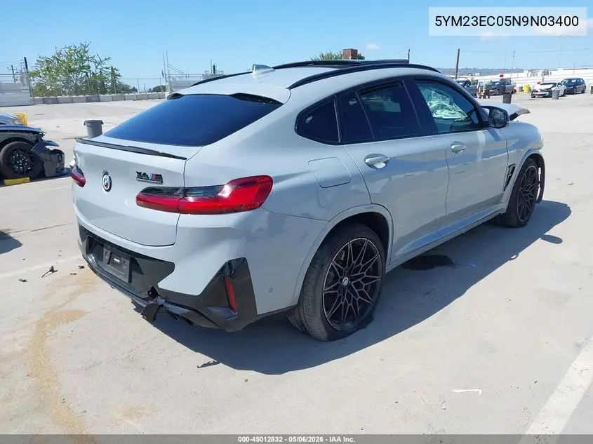 2022 BMW X4 M VIN: 5YM23EC05N9N03400 Lot: 45012832