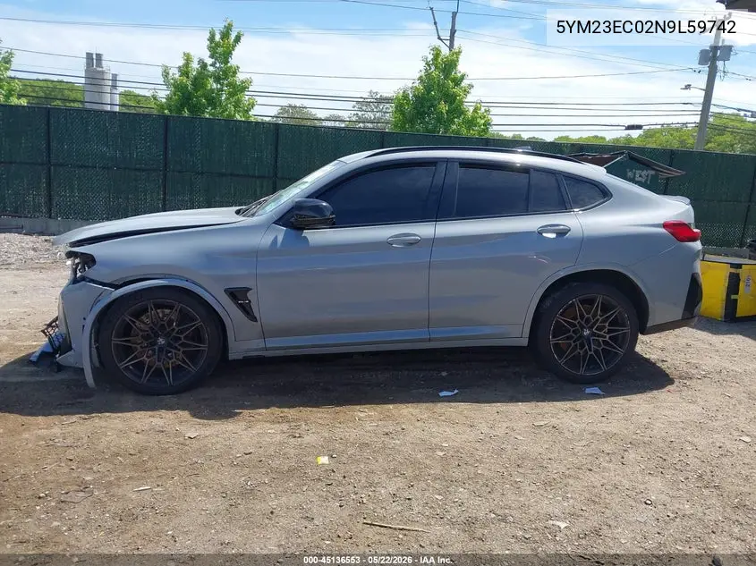 2022 BMW X4 M VIN: 5YM23EC02N9L59742 Lot: 45136553