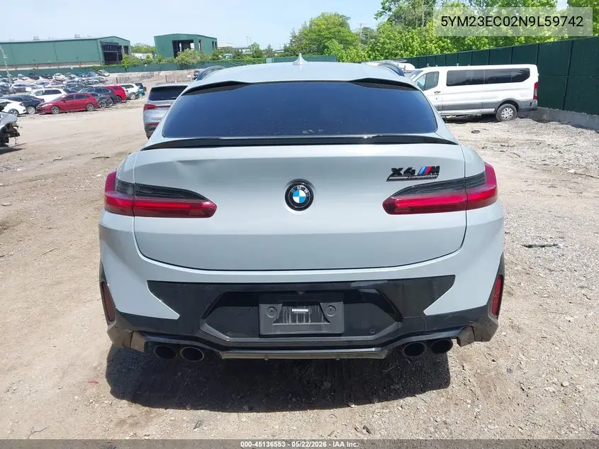 2022 BMW X4 M VIN: 5YM23EC02N9L59742 Lot: 45136553