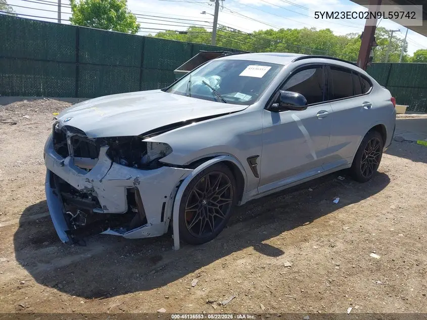 2022 BMW X4 M VIN: 5YM23EC02N9L59742 Lot: 45136553