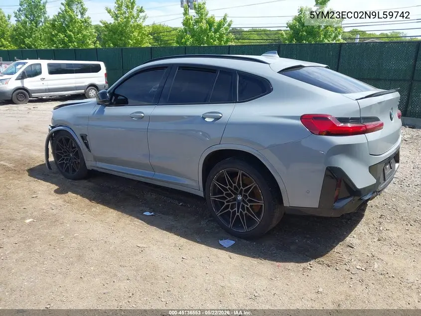 2022 BMW X4 M VIN: 5YM23EC02N9L59742 Lot: 45136553