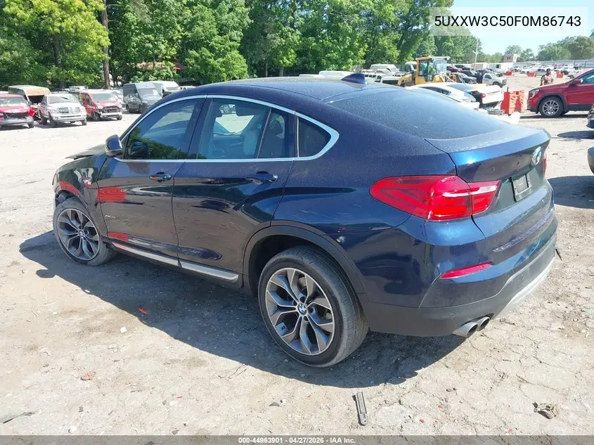 2015 BMW X4 xDrive28I VIN: 5UXXW3C50F0M86743 Lot: 44963901