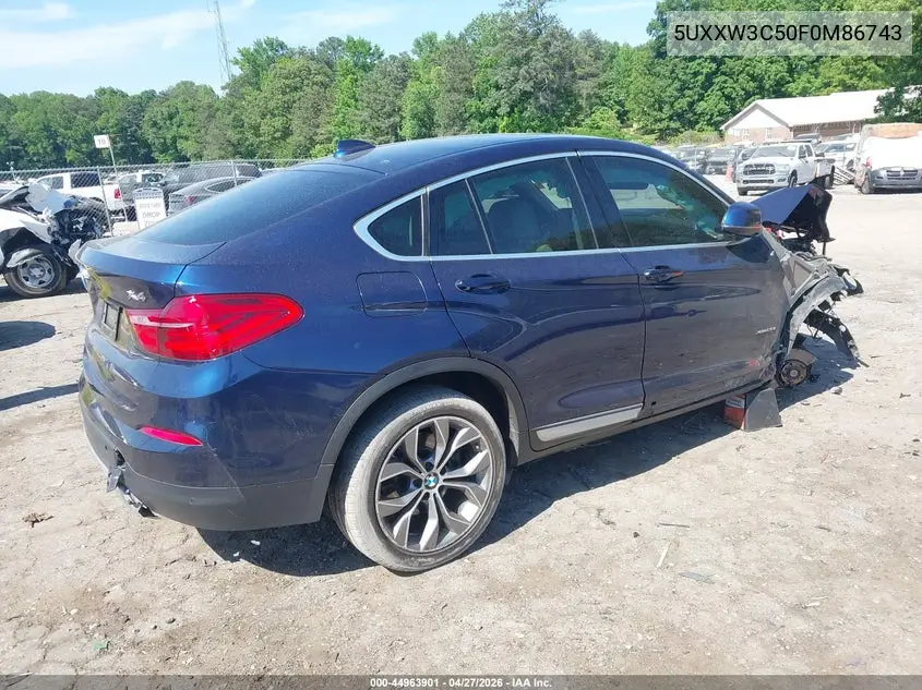 2015 BMW X4 xDrive28I VIN: 5UXXW3C50F0M86743 Lot: 44963901