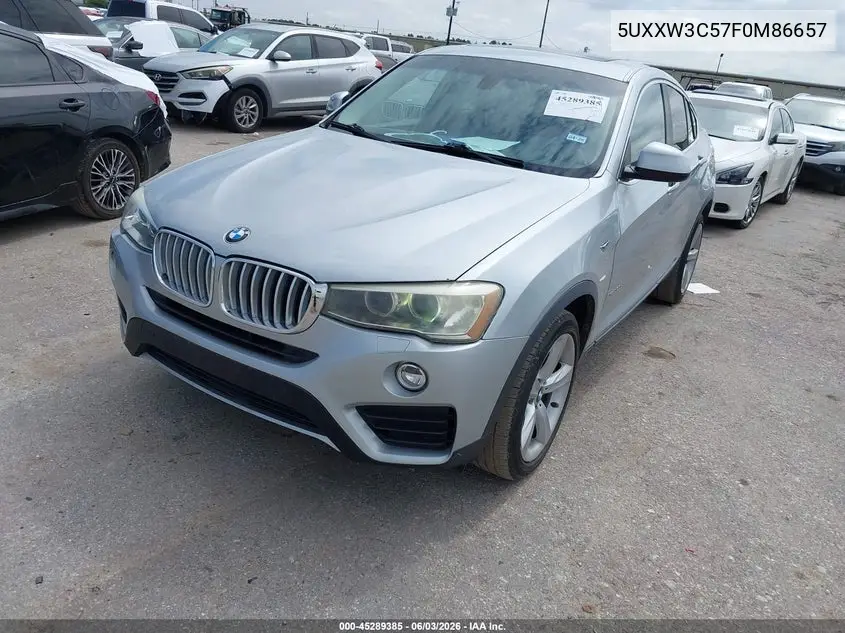2015 BMW X4 xDrive28I VIN: 5UXXW3C57F0M86657 Lot: 45289385
