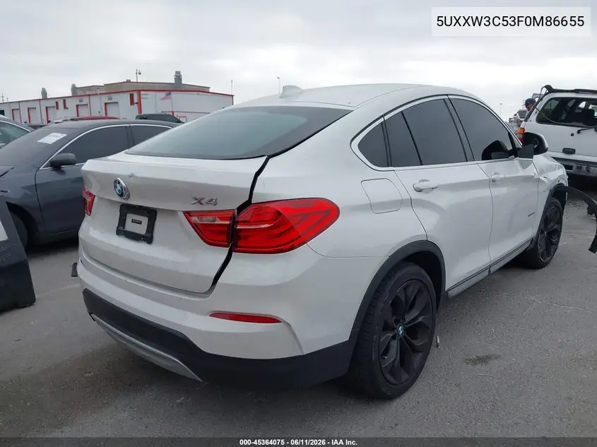 2015 BMW X4 xDrive28I VIN: 5UXXW3C53F0M86655 Lot: 45364075