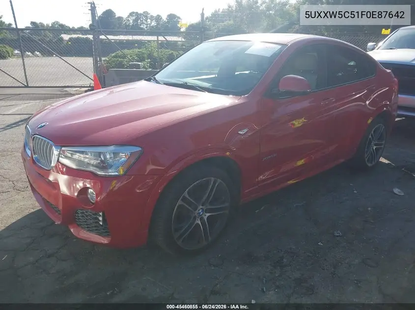 2015 BMW X4 xDrive35I VIN: 5UXXW5C51F0E87642 Lot: 45460855