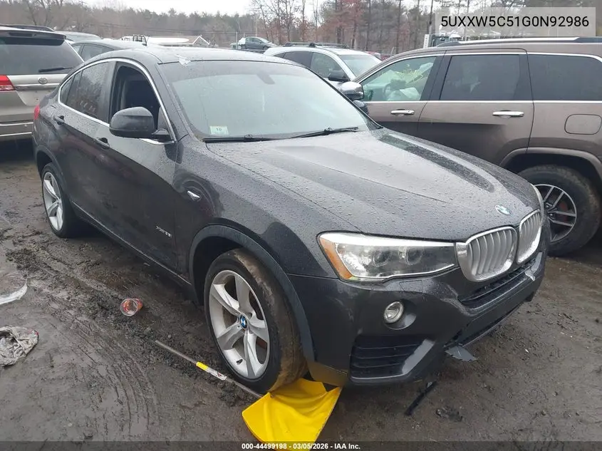 2016 BMW X4 xDrive35I VIN: 5UXXW5C51G0N92986 Lot: 44499198