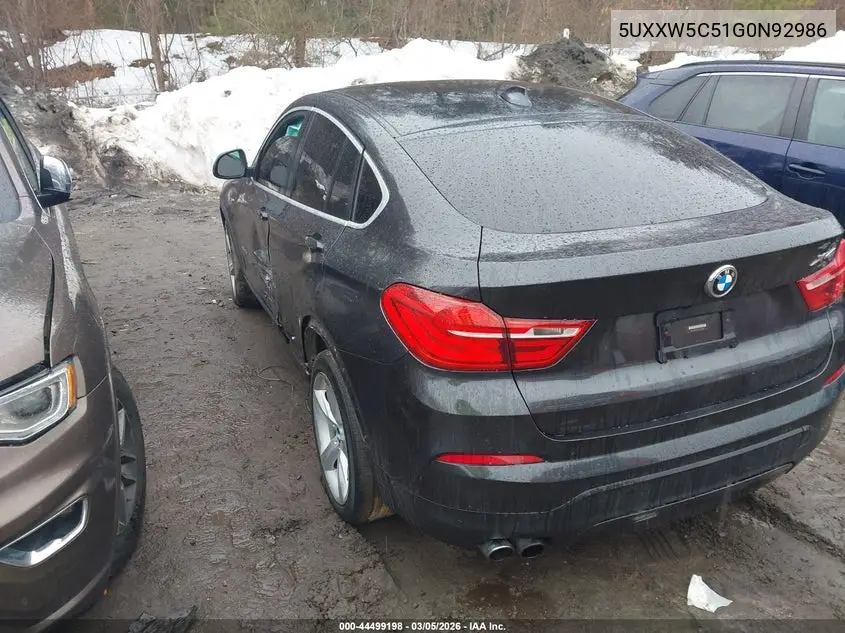 2016 BMW X4 xDrive35I VIN: 5UXXW5C51G0N92986 Lot: 44499198