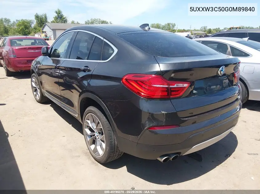 2016 BMW X4 xDrive28I VIN: 5UXXW3C50G0M89840 Lot: 45195378