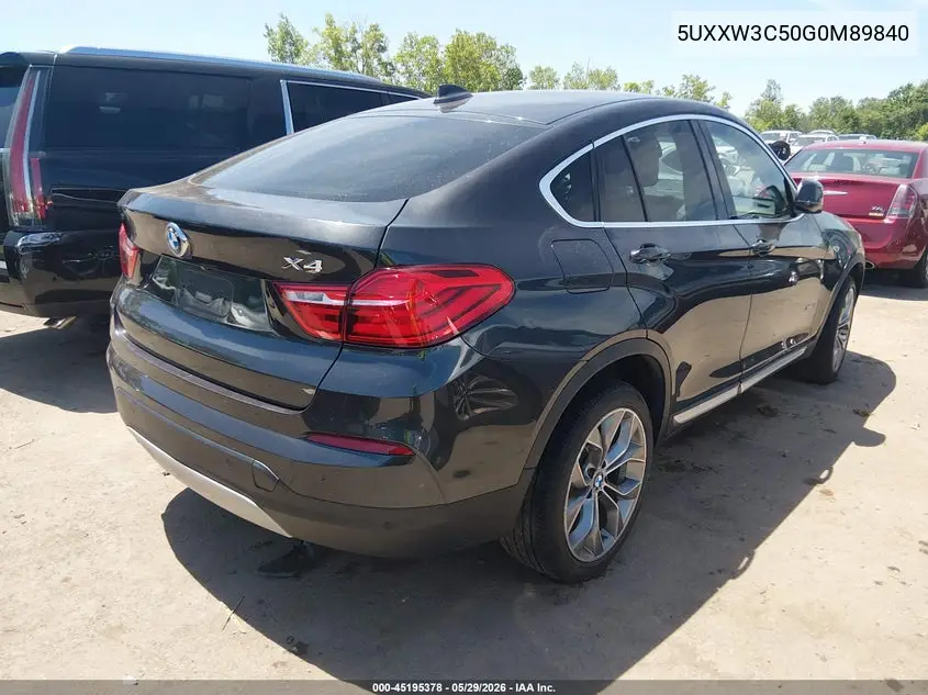 2016 BMW X4 xDrive28I VIN: 5UXXW3C50G0M89840 Lot: 45195378