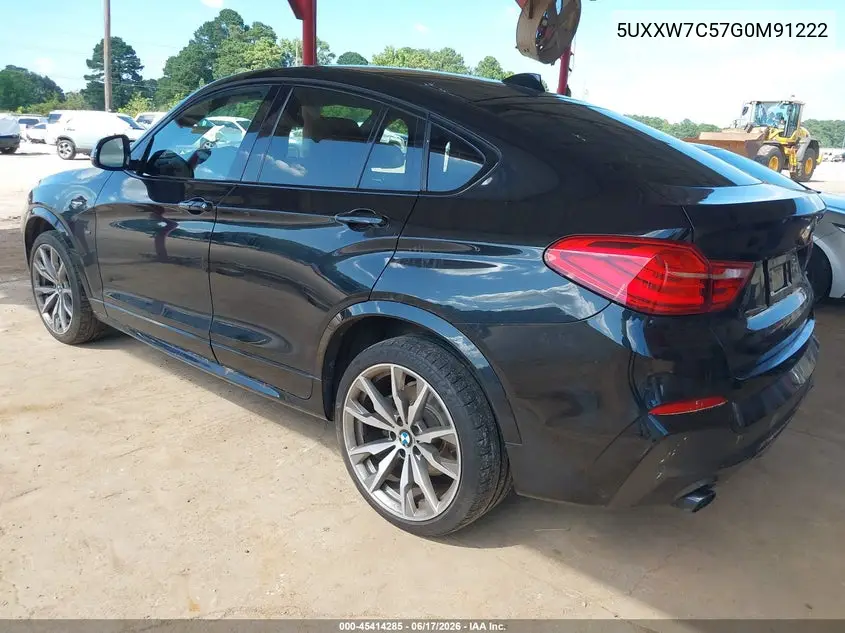 2016 BMW X4 M40I VIN: 5UXXW7C57G0M91222 Lot: 45414285