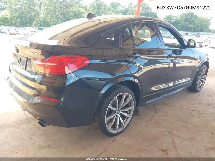2016 BMW X4 M40I VIN: 5UXXW7C57G0M91222 Lot: 45414285