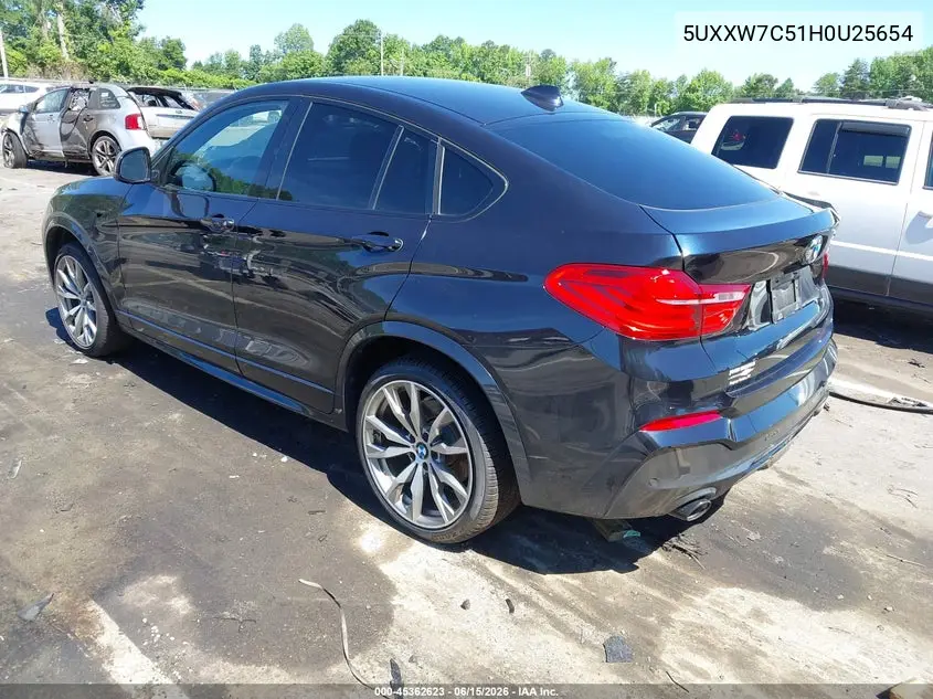 2017 BMW X4 M40I VIN: 5UXXW7C51H0U25654 Lot: 45362623