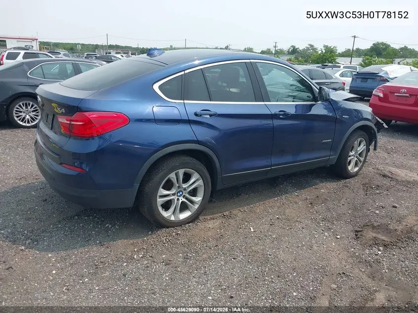2017 BMW X4 xDrive28I VIN: 5UXXW3C53H0T78152 Lot: 45629090