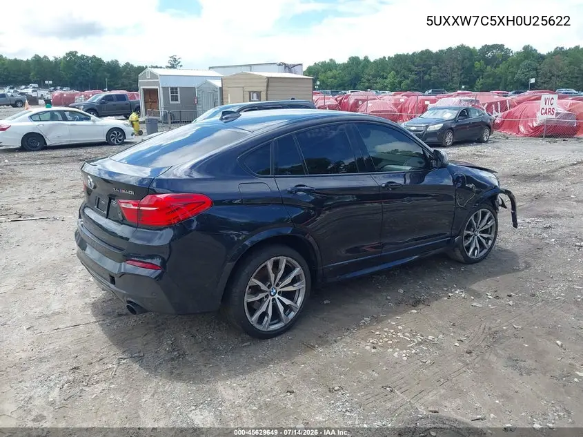 2017 BMW X4 M40I VIN: 5UXXW7C5XH0U25622 Lot: 45629649