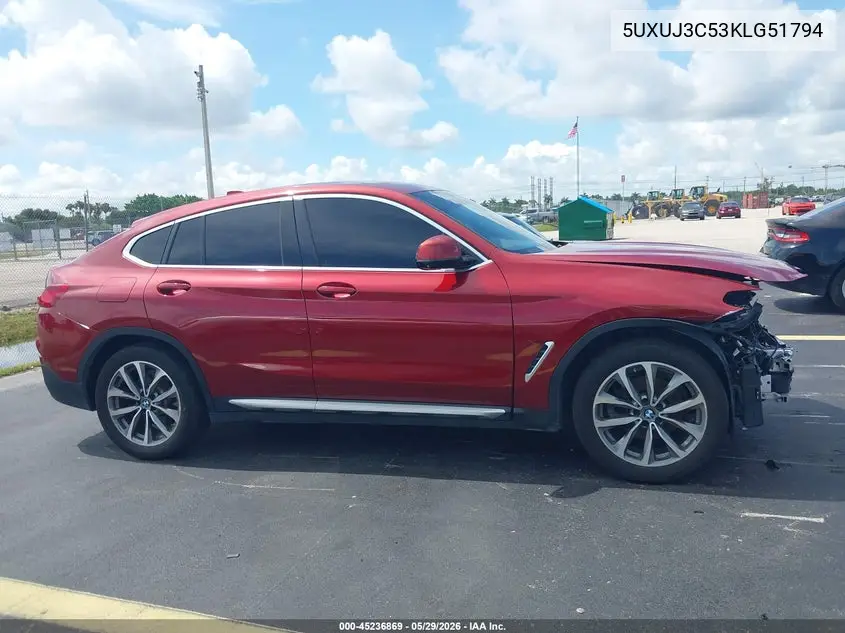 2019 BMW X4 xDrive30I VIN: 5UXUJ3C53KLG51794 Lot: 45236869
