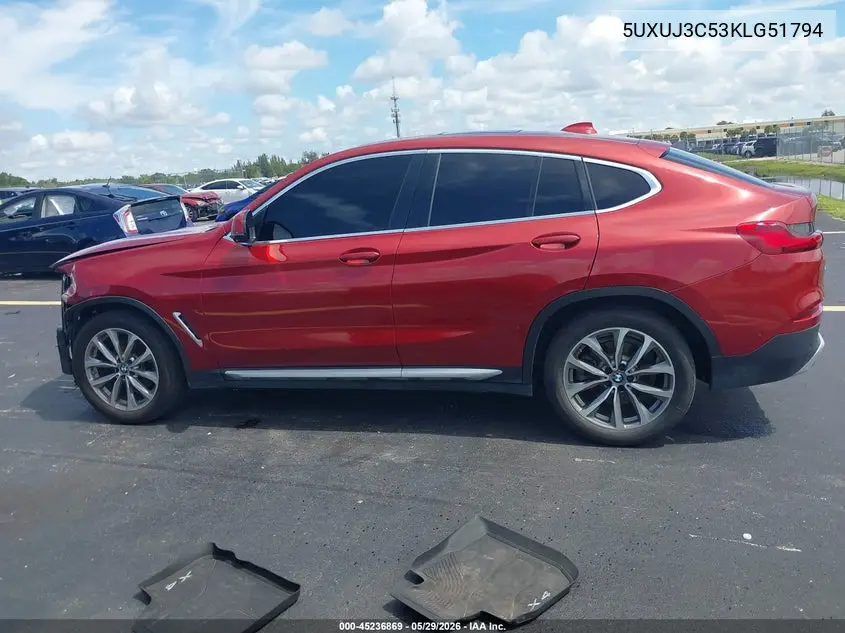 2019 BMW X4 xDrive30I VIN: 5UXUJ3C53KLG51794 Lot: 45236869