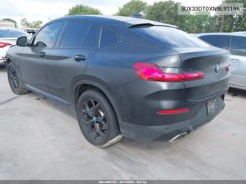 2022 BMW X4 xDrive30I VIN: 5UX33DT0XN9L91196 Lot: 44887251
