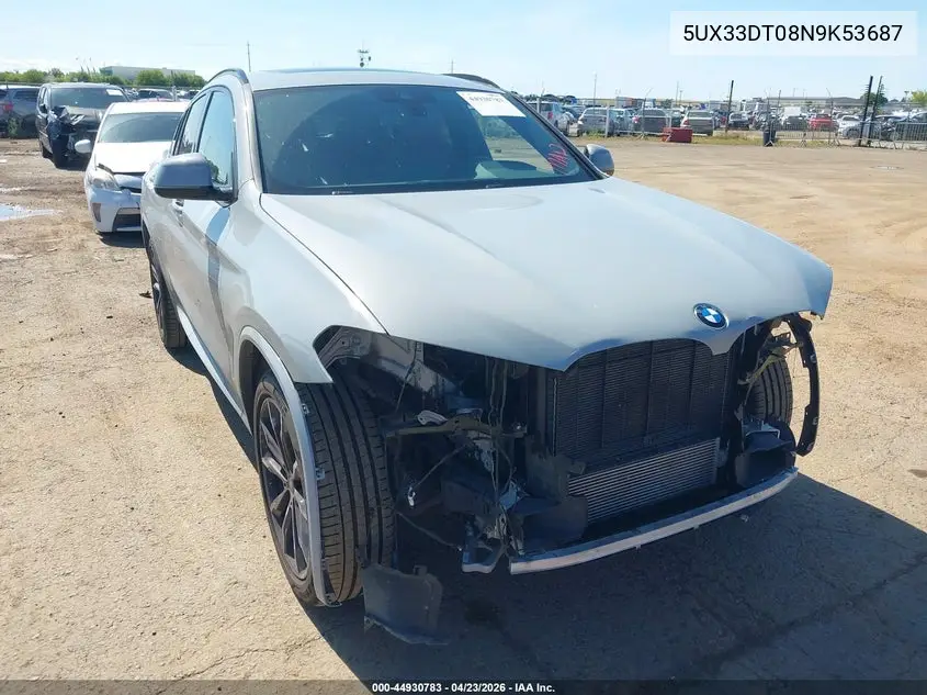 2022 BMW X4 xDrive30I VIN: 5UX33DT08N9K53687 Lot: 44930783