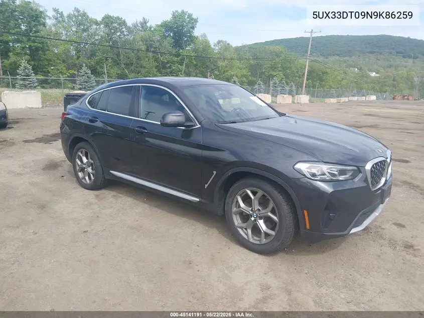 2022 BMW X4 xDrive30I VIN: 5UX33DT09N9K86259 Lot: 45141191