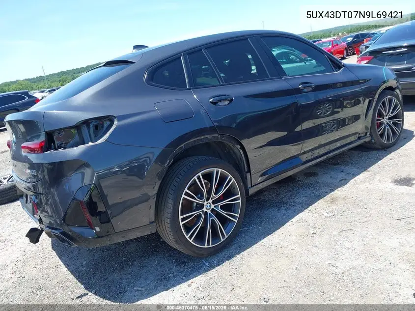 2022 BMW X4 M40I VIN: 5UX43DT07N9L69421 Lot: 45370475