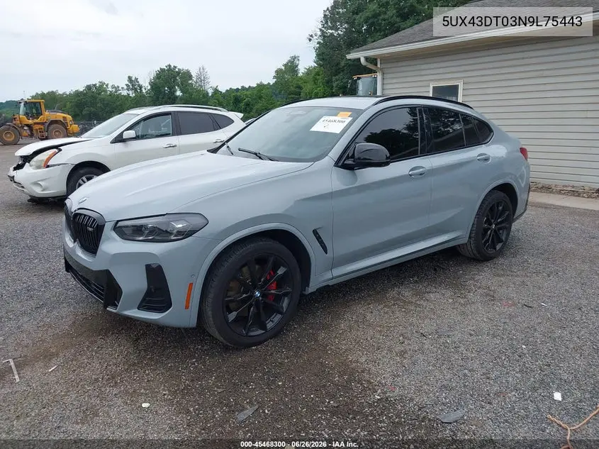 2022 BMW X4 M40I VIN: 5UX43DT03N9L75443 Lot: 45468300