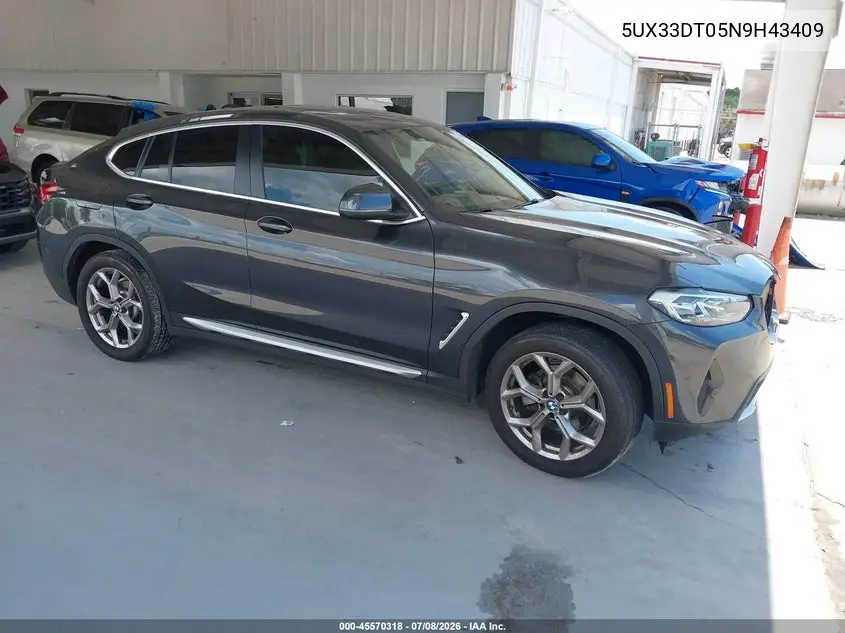 2022 BMW X4 xDrive30I VIN: 5UX33DT05N9H43409 Lot: 45570318